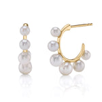 Six-Pearl Mini Hoop Huggie Earrings Roseark Deux Pair