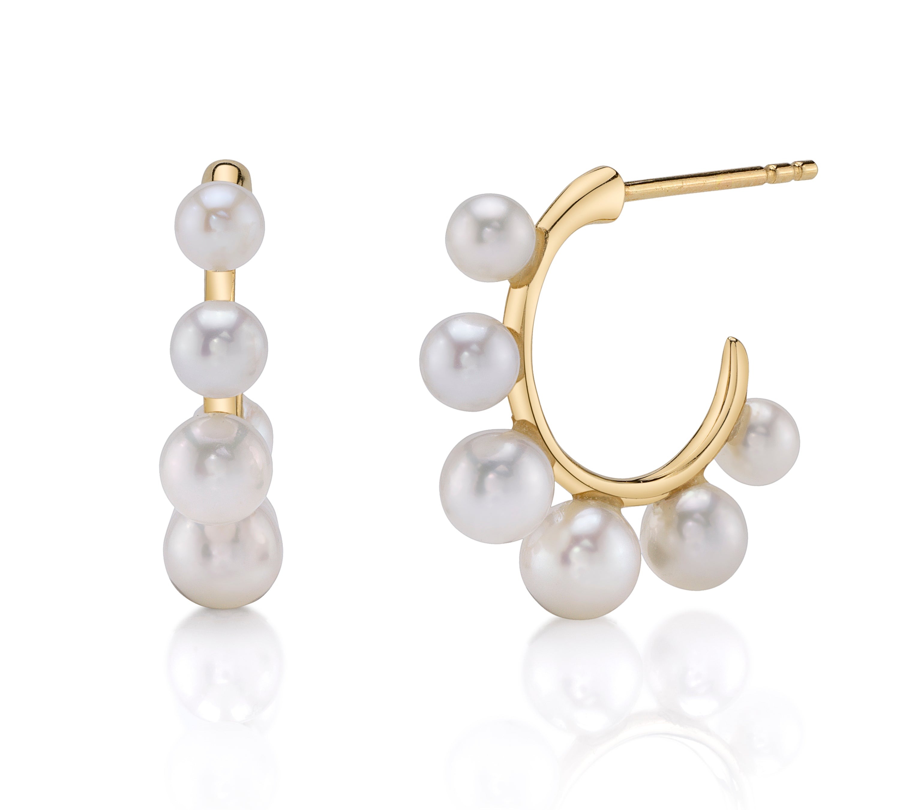 Six-Pearl Mini Hoop Huggie Earrings Roseark Deux Pair