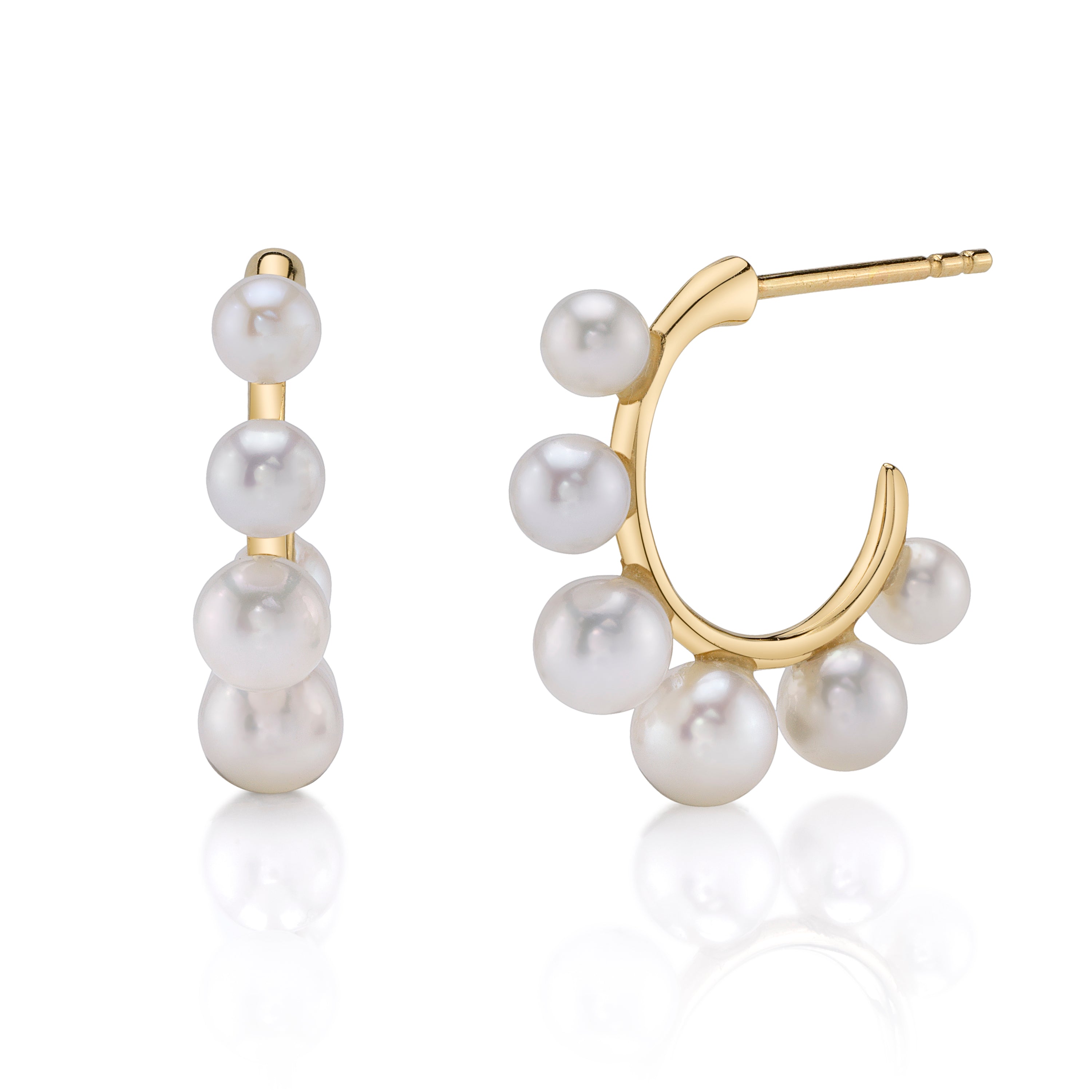 Six-Pearl Mini Hoop Huggie Earrings Roseark Deux Pair