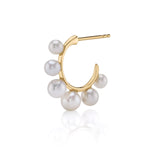 Six-Pearl Mini Hoop Huggie Earrings Roseark Deux Single