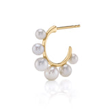 Six-Pearl Mini Hoop Huggie Earrings Roseark Deux Single