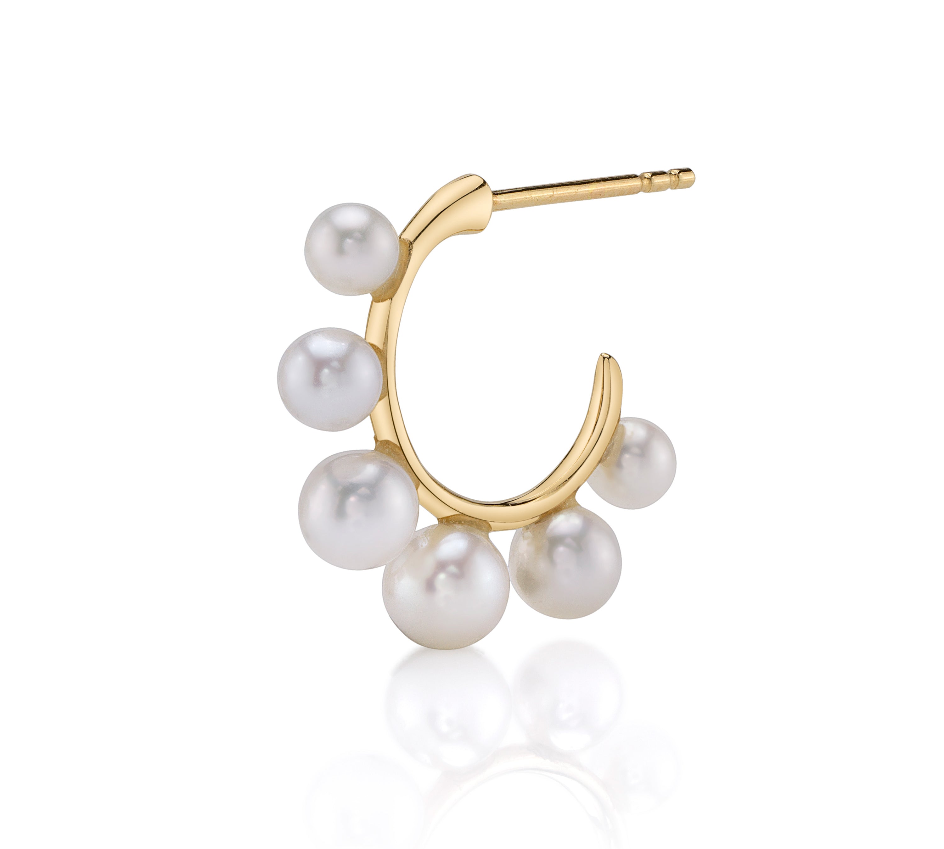 Six-Pearl Mini Hoop Huggie Earrings Roseark Deux Single