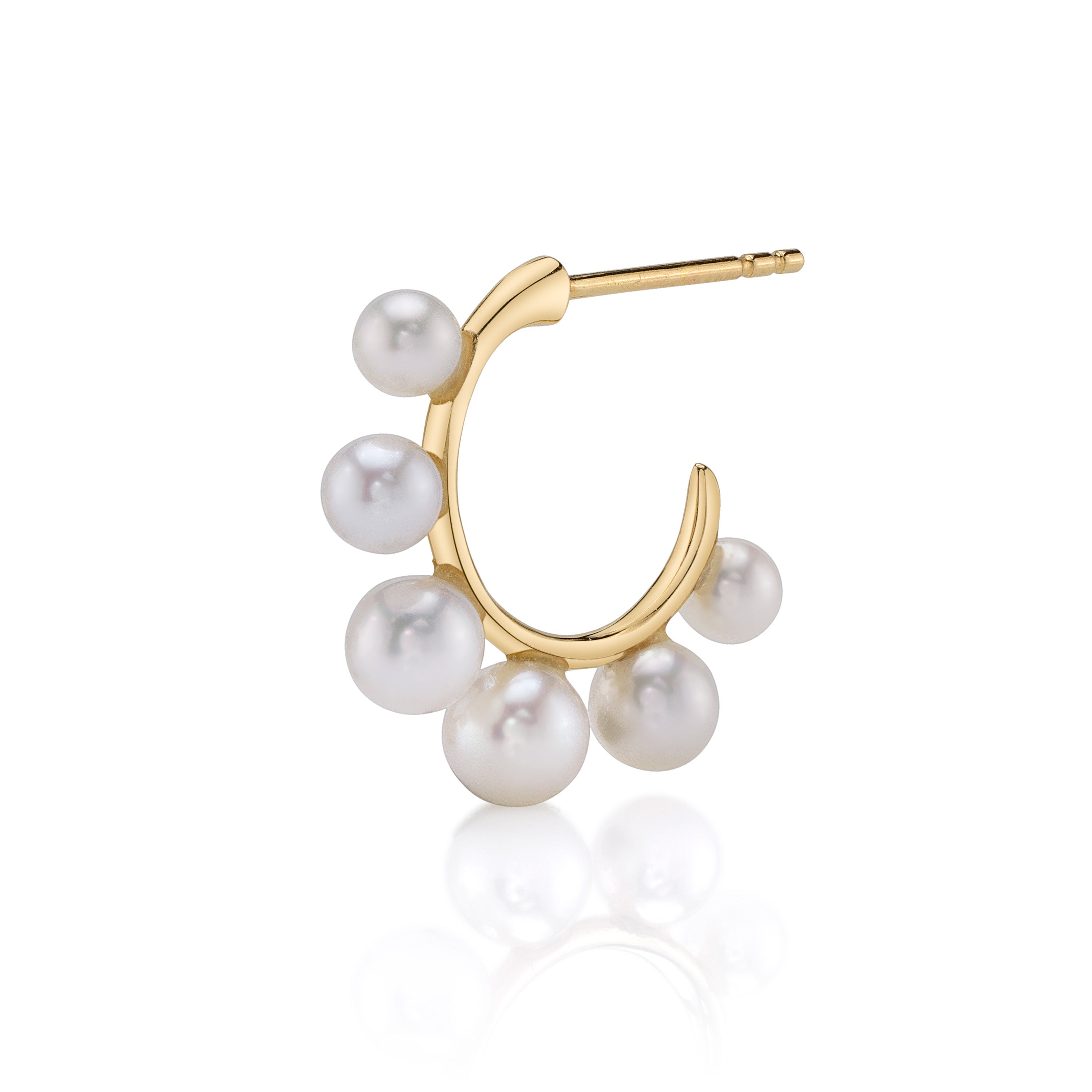 Six-Pearl Mini Hoop Huggie Earrings Roseark Deux Single