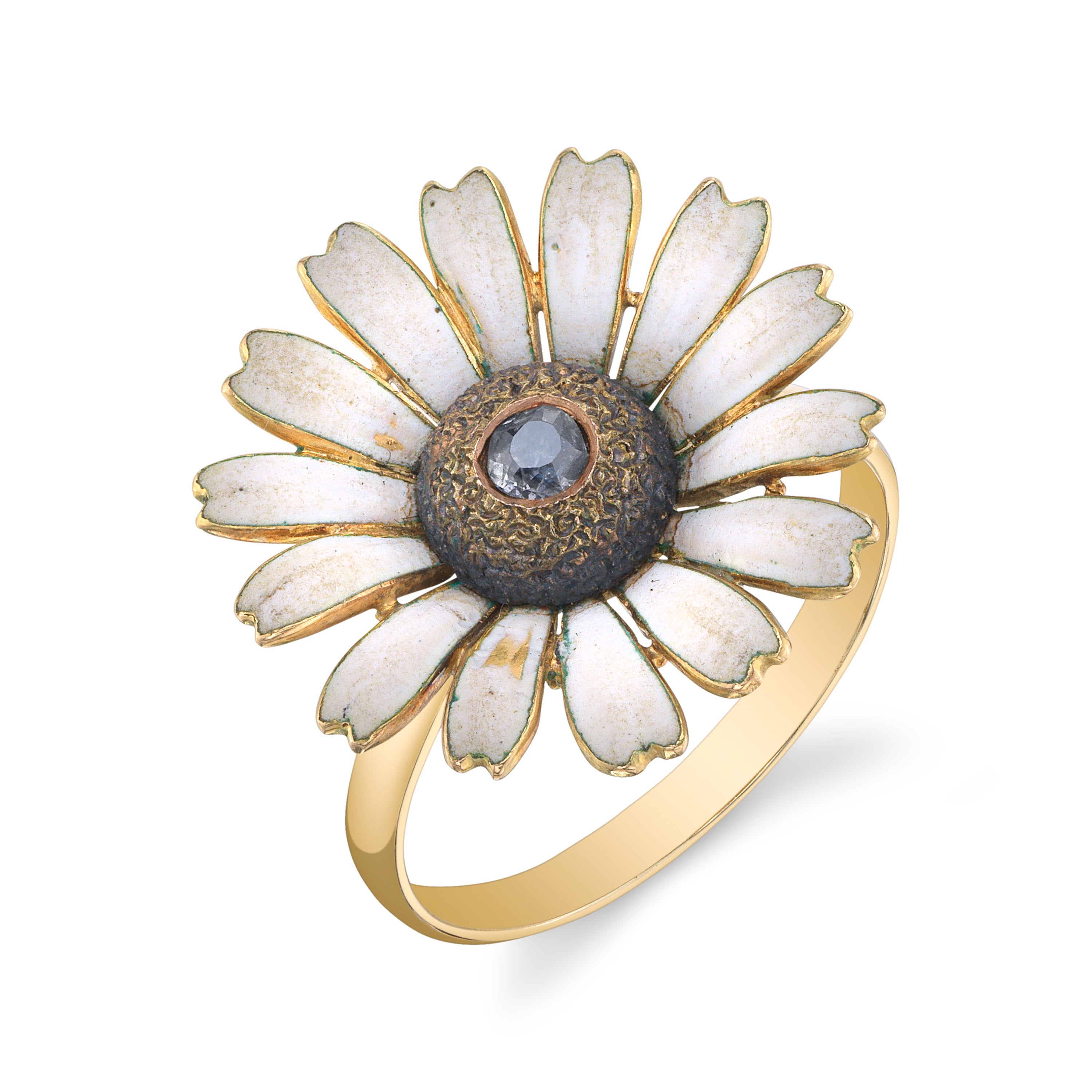 Antique Daisy Ring with Rosecut Diamond Statement Ring Roseark Vintage