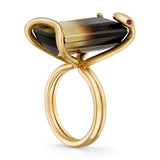 Quartz Snake on The Rocks Ring with Ruby Eyes Statement Ring Perez Bitan