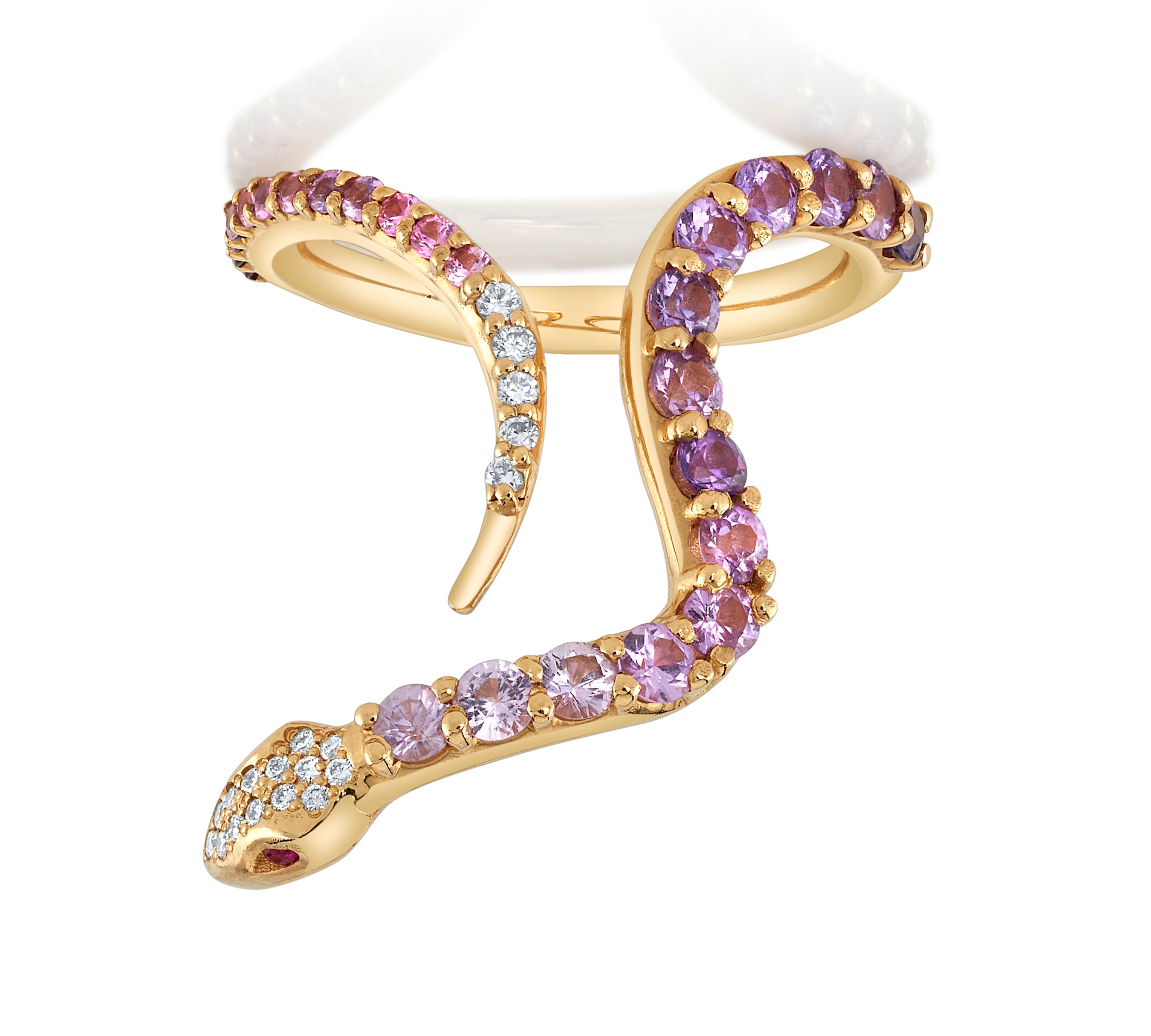 Sapphire Diamond Snake Ring Ring Perez Bitan Pink Sapphire