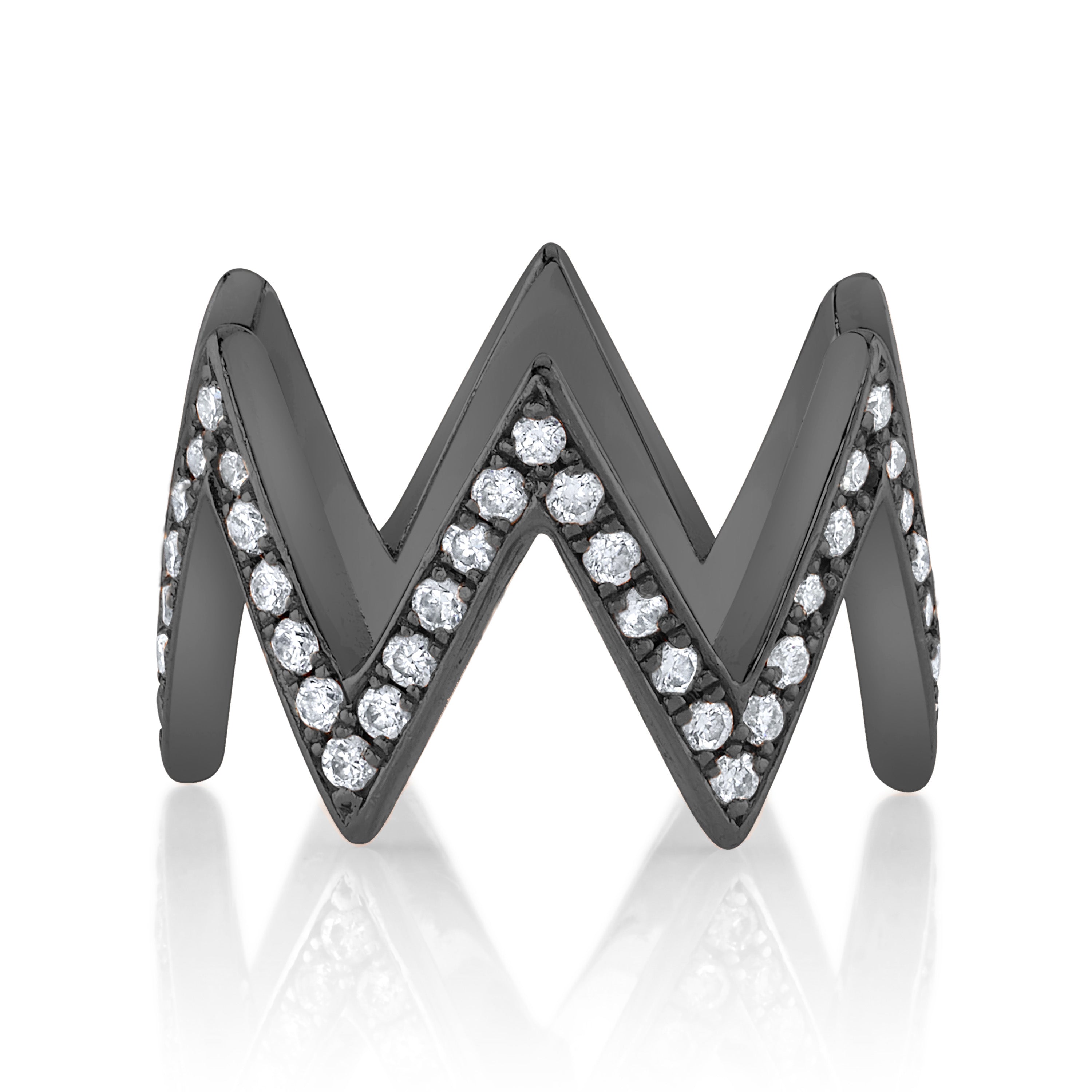 Ikat Diamond Midi Ring Ring Jagga Jewelry Black