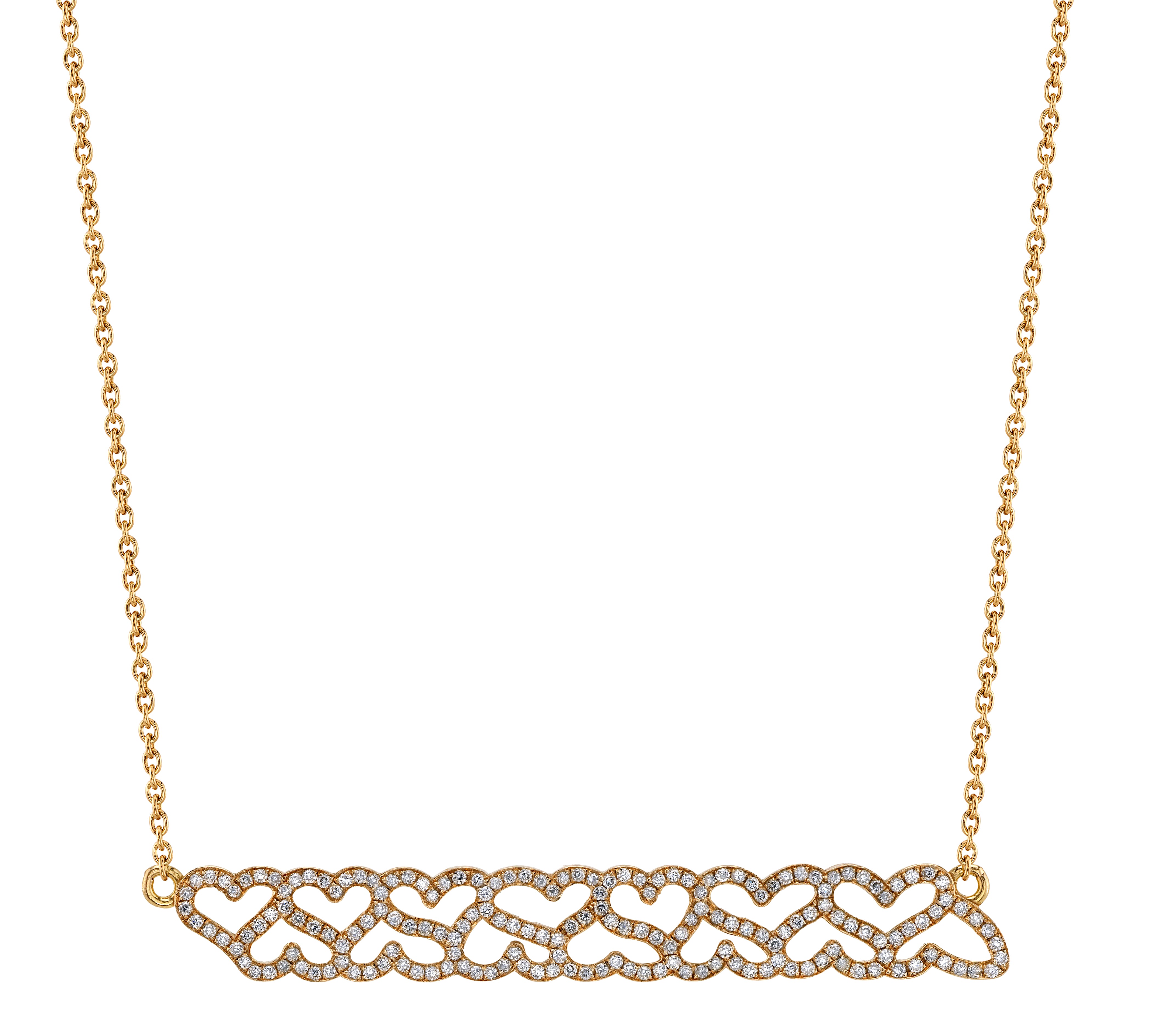 Easton Necklace, Cutout Pave Necklace Roseark Yellow Gold