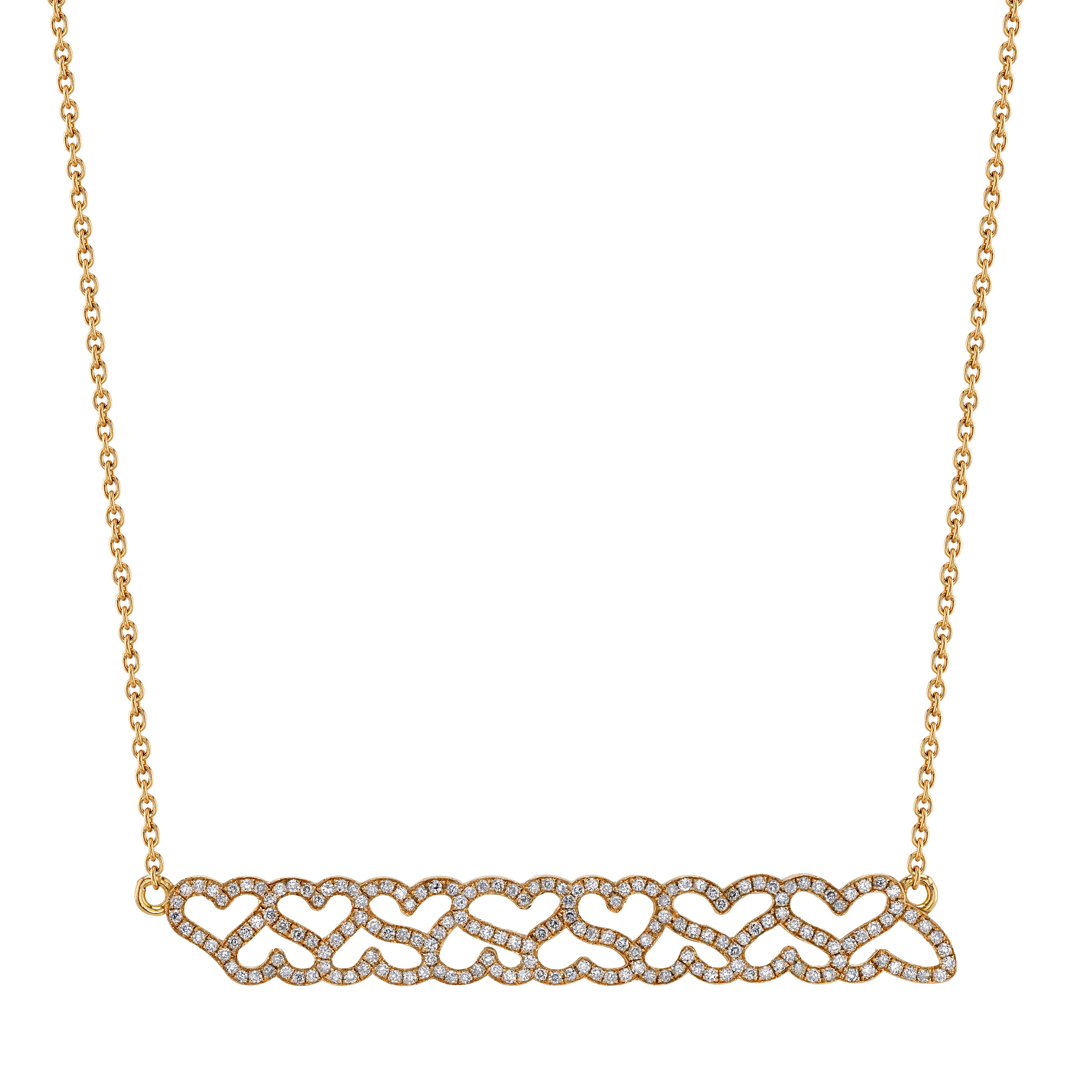Easton Necklace, Cutout Pave Necklace Roseark Yellow Gold