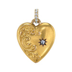 Vintage Heart Locket with Diamond Bail Charm Roseark Vintage Mini Fleur De Lis Locket