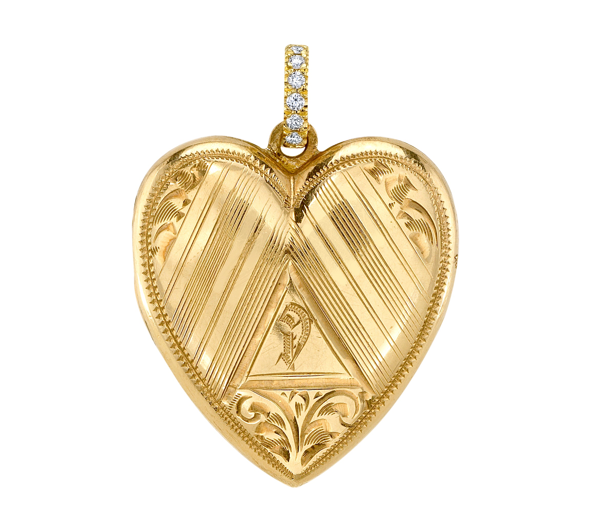 Vintage Heart Locket with Diamond Bail Charm Roseark Vintage Triangle Heart Locket