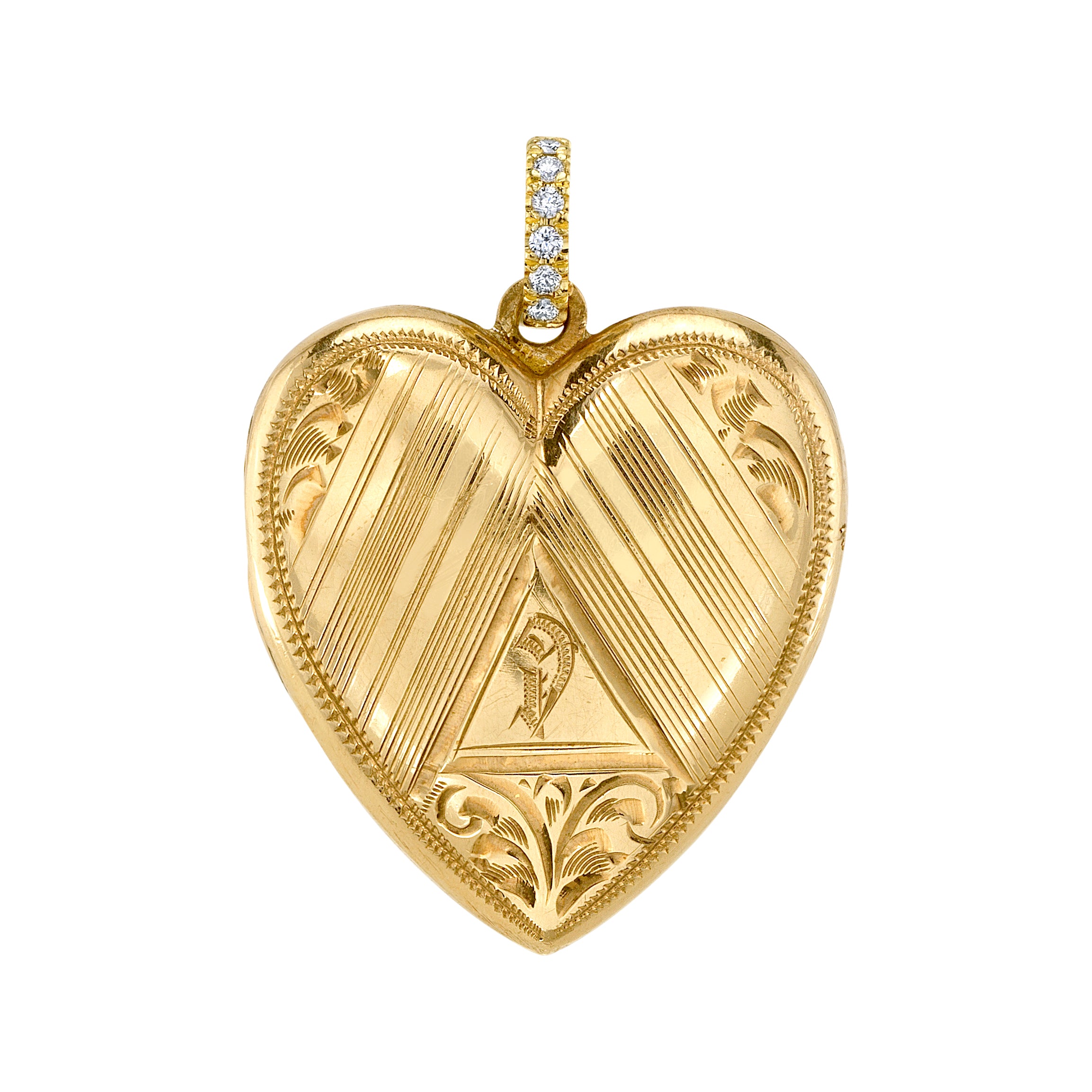 Vintage Heart Locket with Diamond Bail Charm Roseark Vintage Triangle Heart Locket