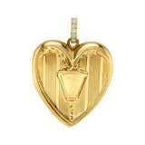 Vintage Heart Locket with Diamond Bail Charm Roseark Vintage Linear Heart Locket