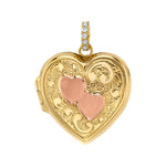 Vintage Heart Locket with Diamond Bail Charm Roseark Vintage Double Pink Heart Locket