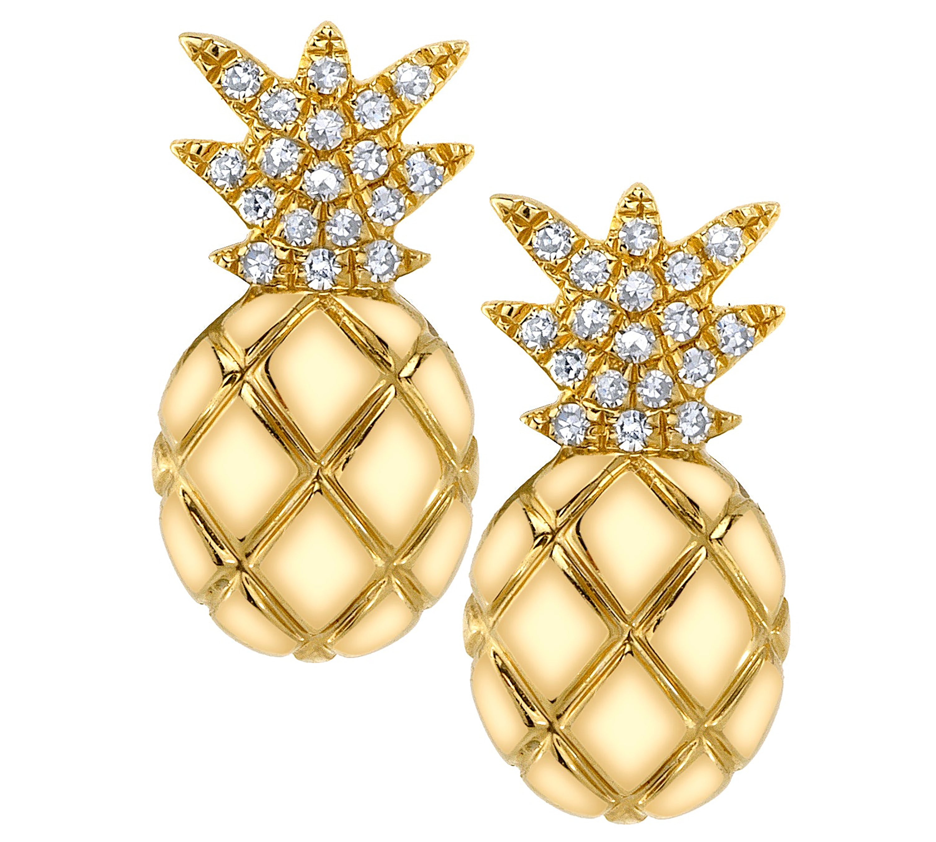 Pineapple Stud with Diamonds Stud Earrings Roseark Deux Pair