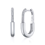 Pave Diamond Carabiner Hoop Hoop Earrings Roseark Deux Pair White Gold