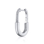 Pave Diamond Carabiner Hoop Hoop Earrings Roseark Deux Single White Gold