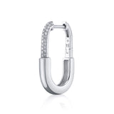 Pave Diamond Carabiner Hoop Hoop Earrings Roseark Deux Single White Gold