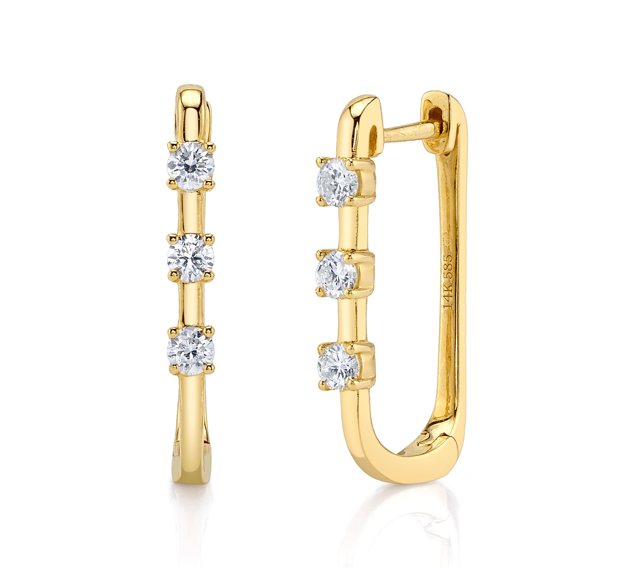 Three-Stone Bezel Hoop Hoop Earrings Roseark Deux Pair