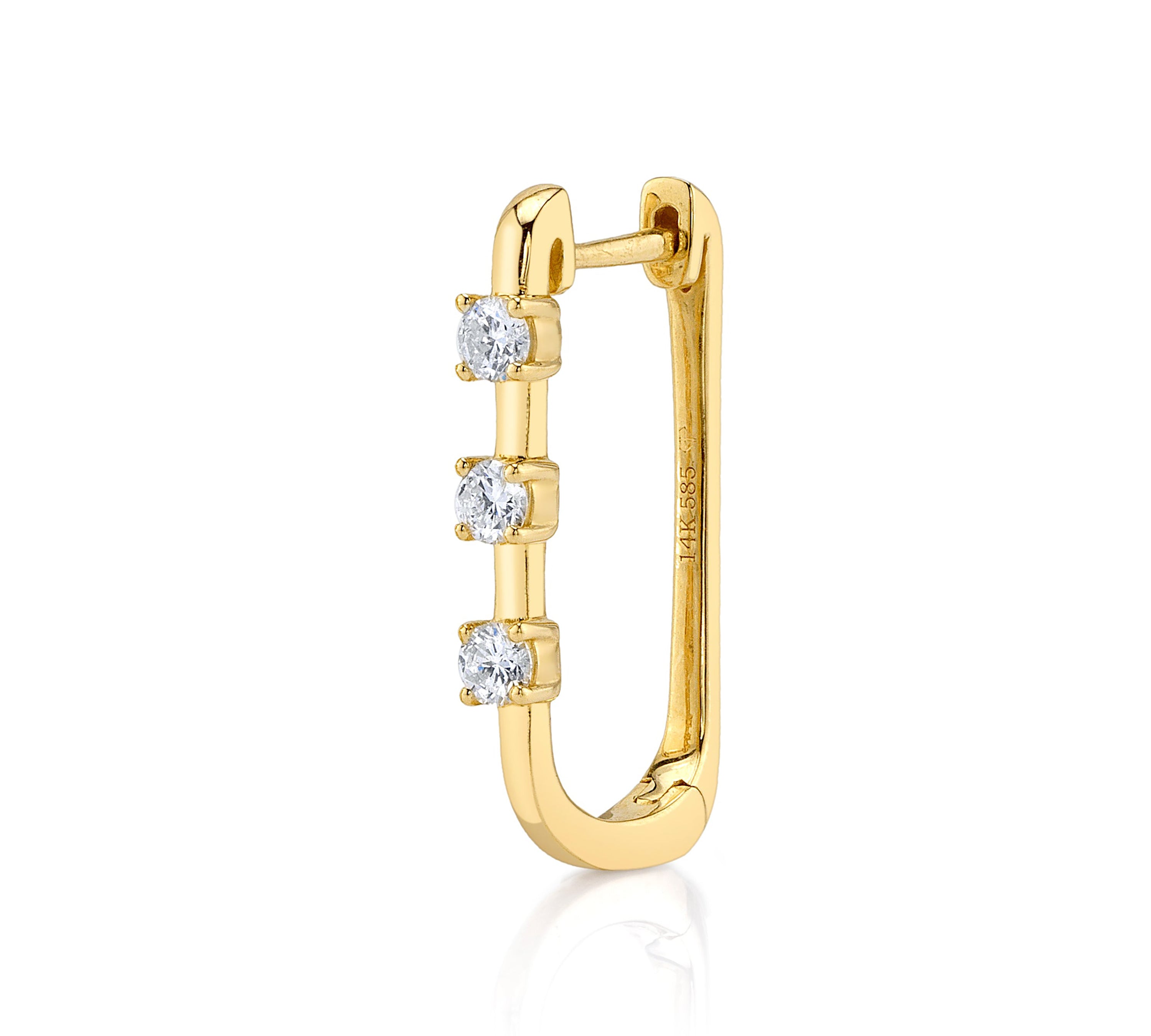 Three-Stone Bezel Hoop Hoop Earrings Roseark Deux Single