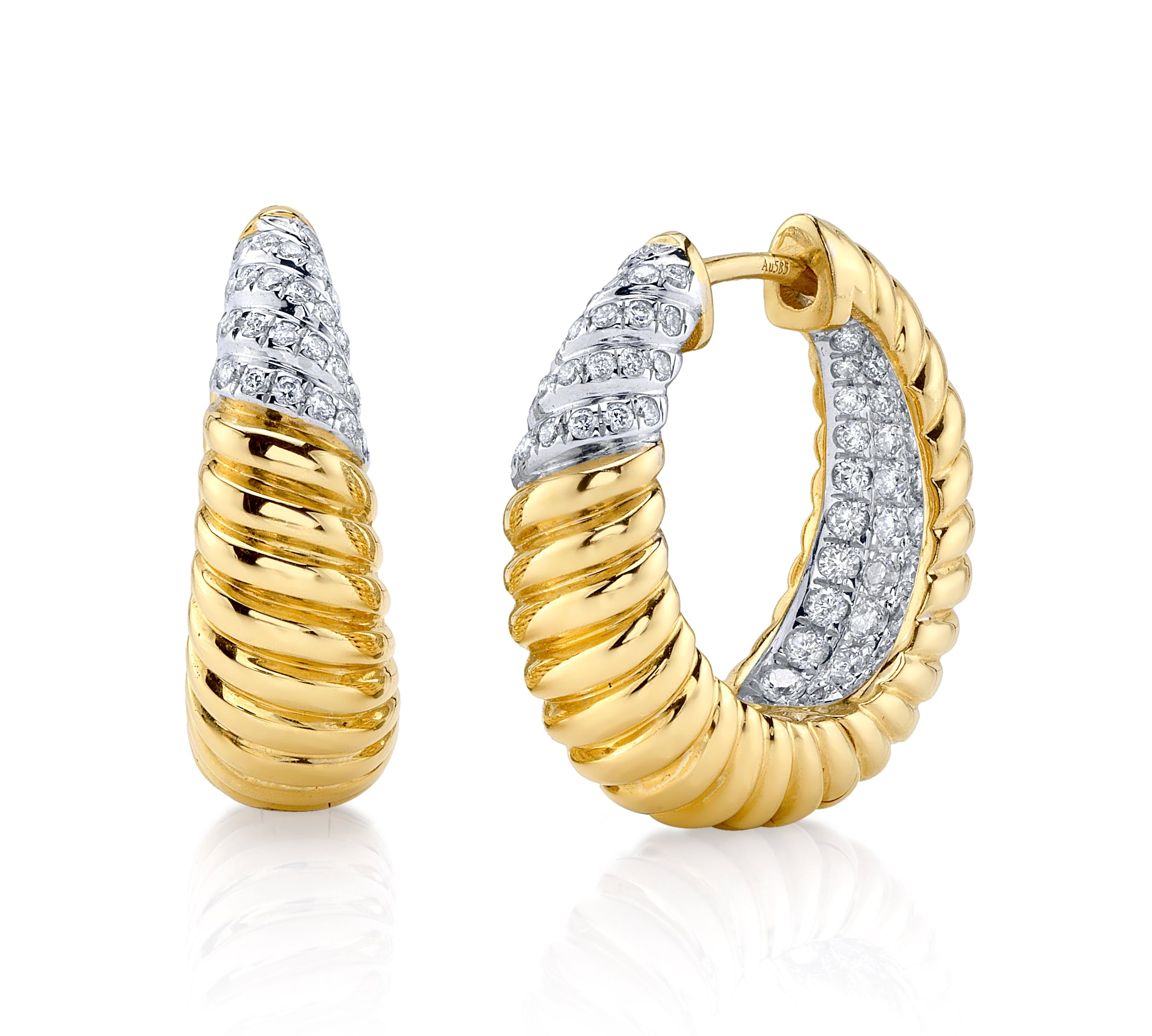 Diamond Twist Inside-Out Hoop Hoop Earrings Roseark Deux Pair