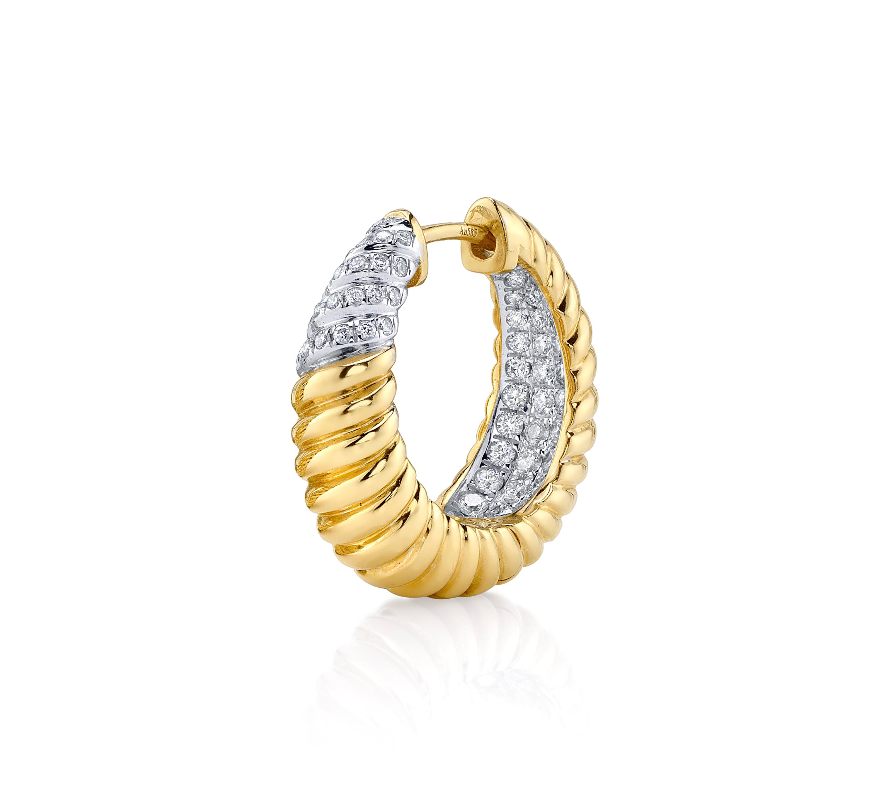 Diamond Twist Inside-Out Hoop Hoop Earrings Roseark Deux Single