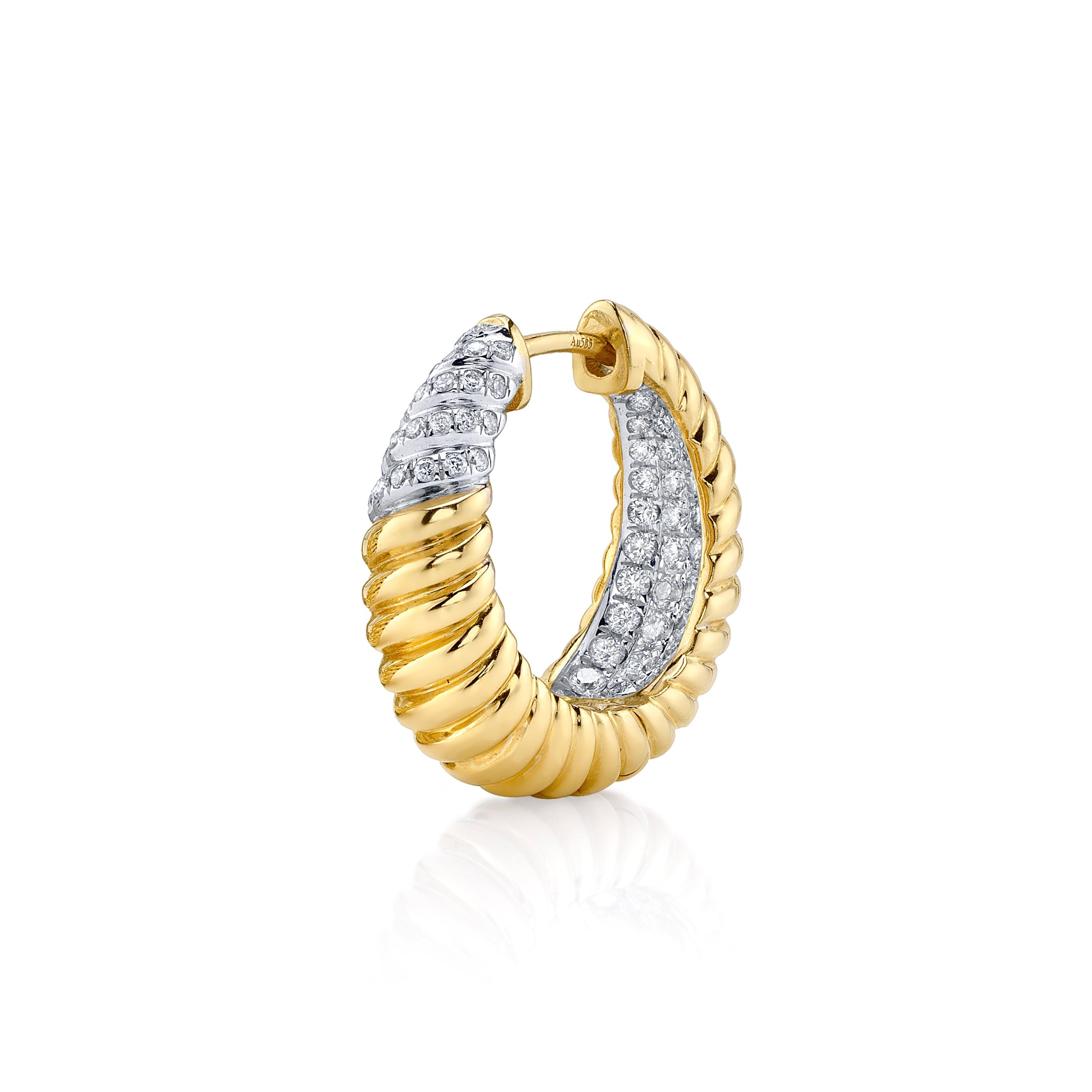 Diamond Twist Inside-Out Hoop Hoop Earrings Roseark Deux Single