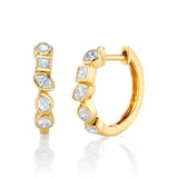 Diamond Bezel-Shapes Hoop Huggie Earrings Roseark Deux Pair