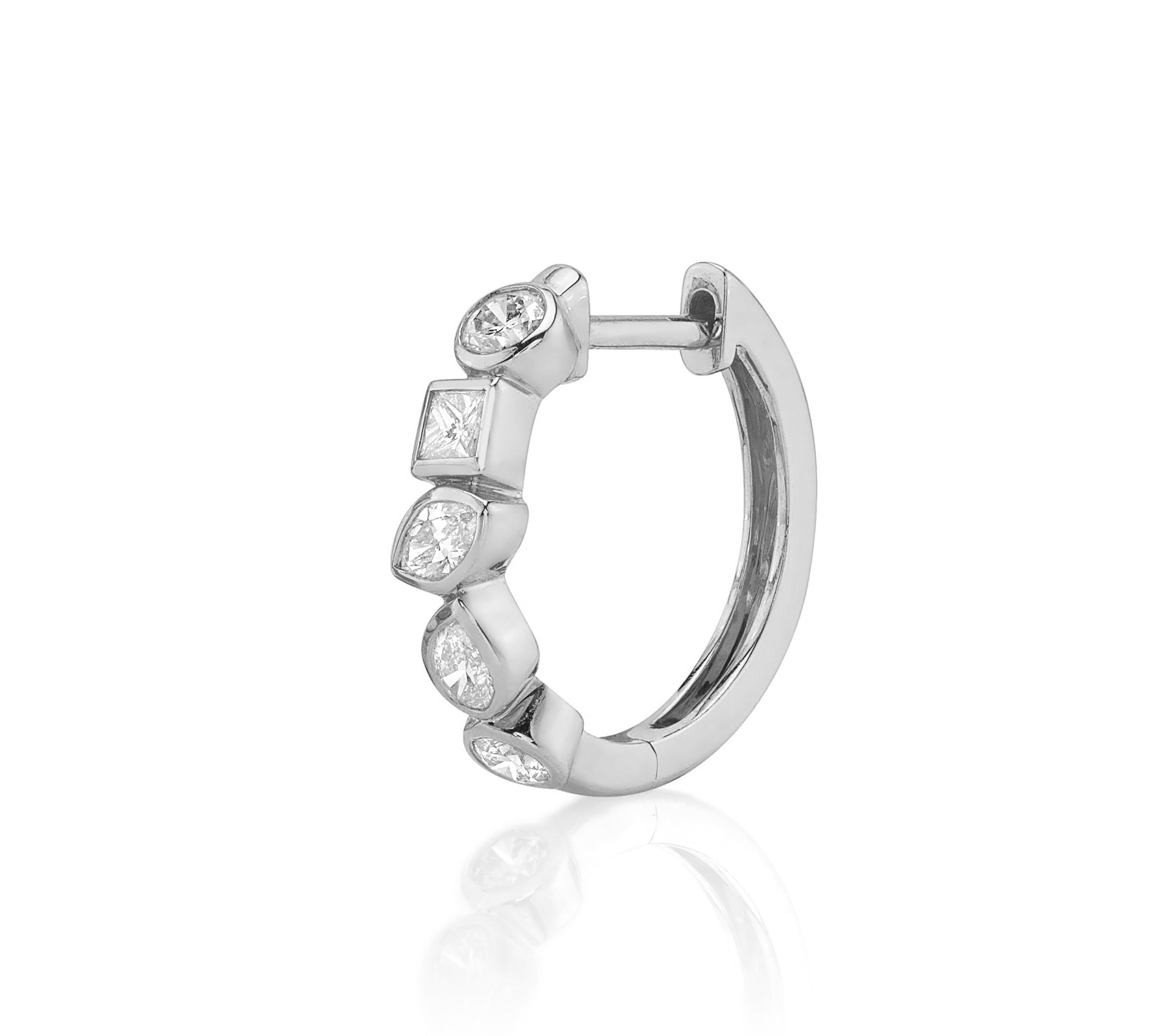 Diamond Bezel-Shapes Hoop Huggie Earrings Roseark Deux