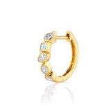 Diamond Bezel-Shapes Hoop Huggie Earrings Roseark Deux Single