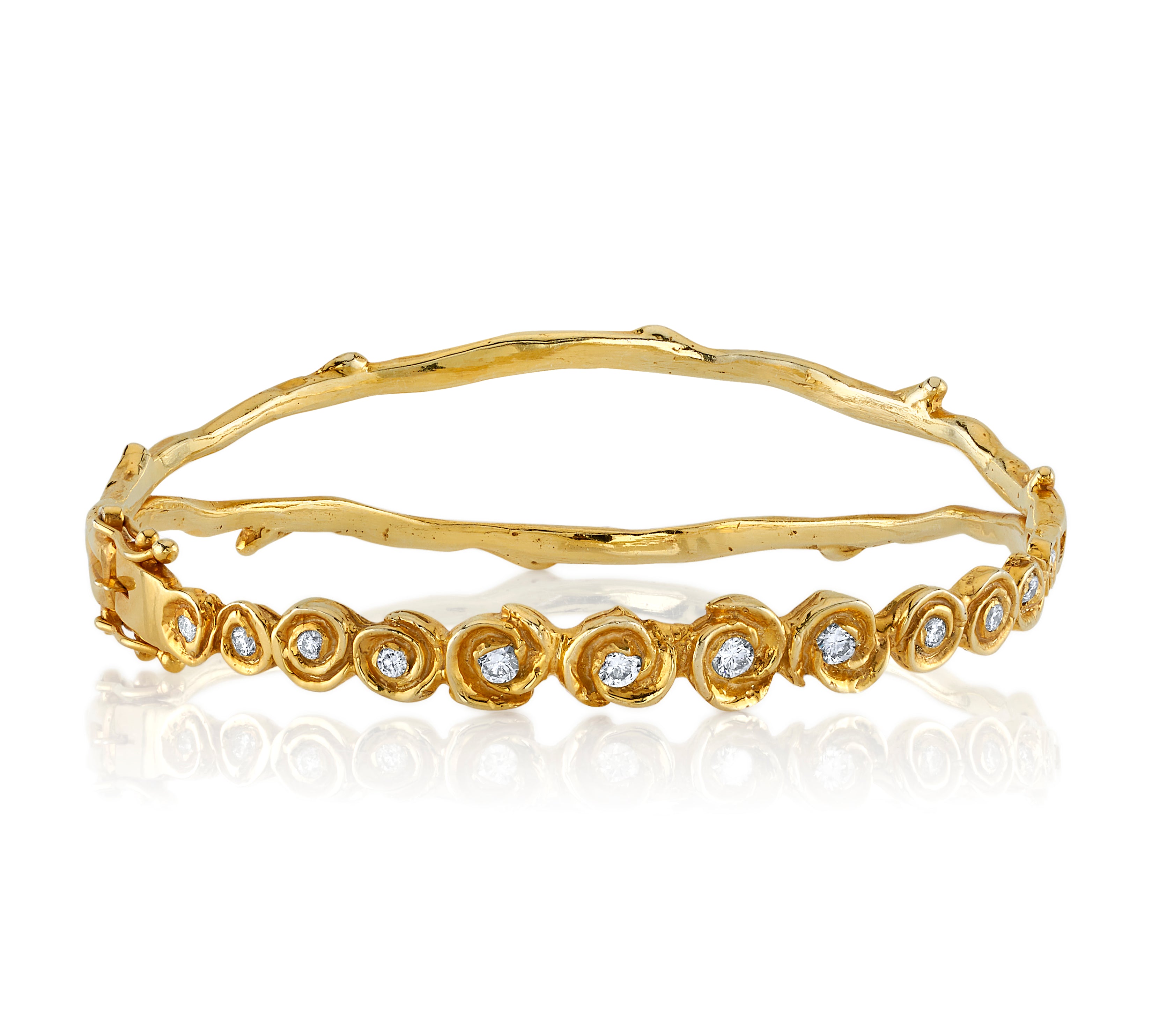 The Dozen Roses Cuff with Diamond Bangle Roseark