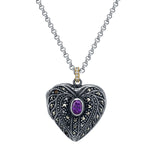 Vintage Sterling Locket with Amethyst Pendant Necklace Roseark Vintage