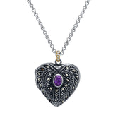 Vintage Sterling Locket with Amethyst Pendant Necklace Roseark Vintage