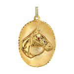 Vintage Ruby Eye Horse Charm with Diamond Bale Pendant Roseark Estate