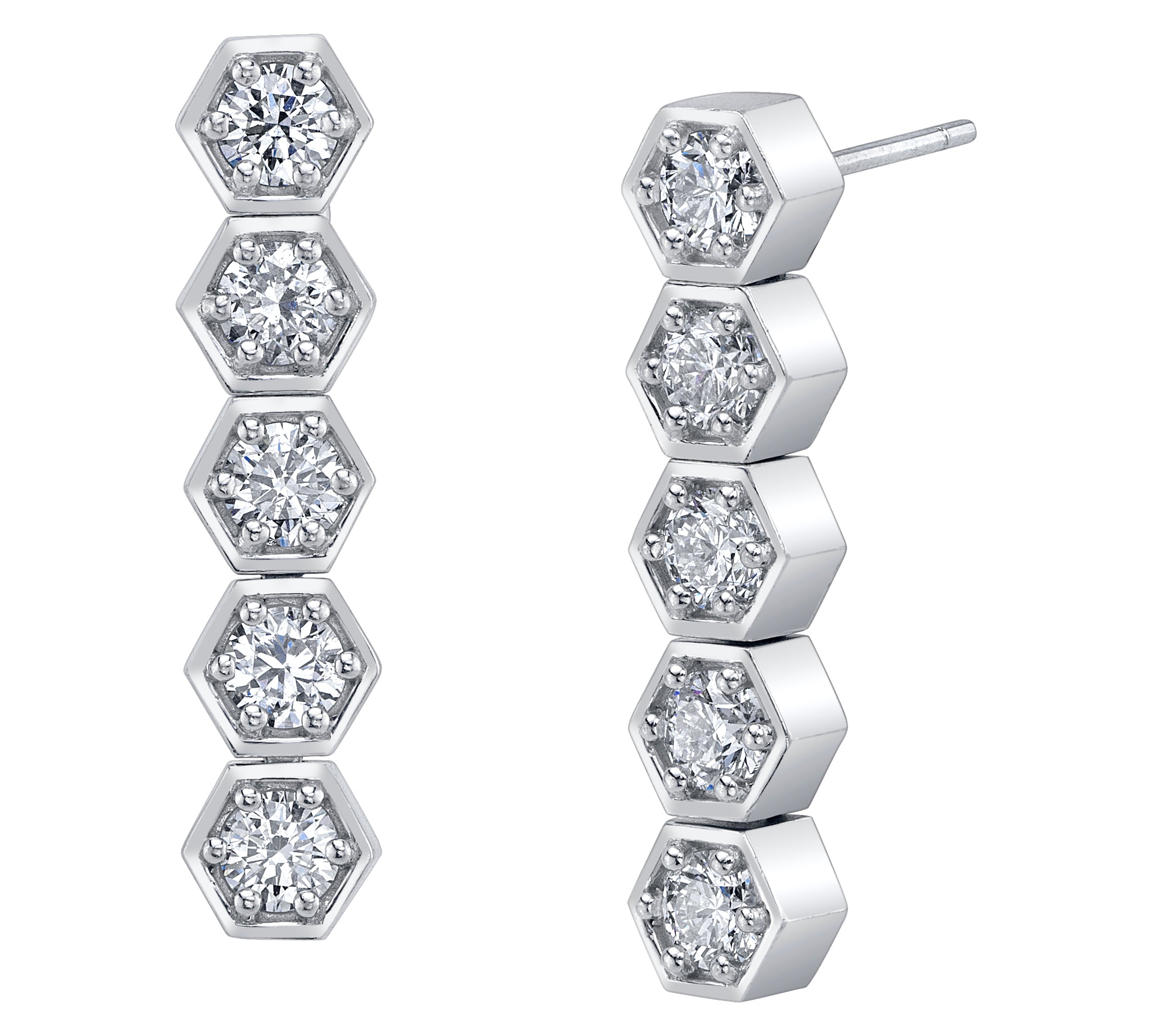 Diamond Hex Drop Earrings Drop Earrings Roseark Jewelry