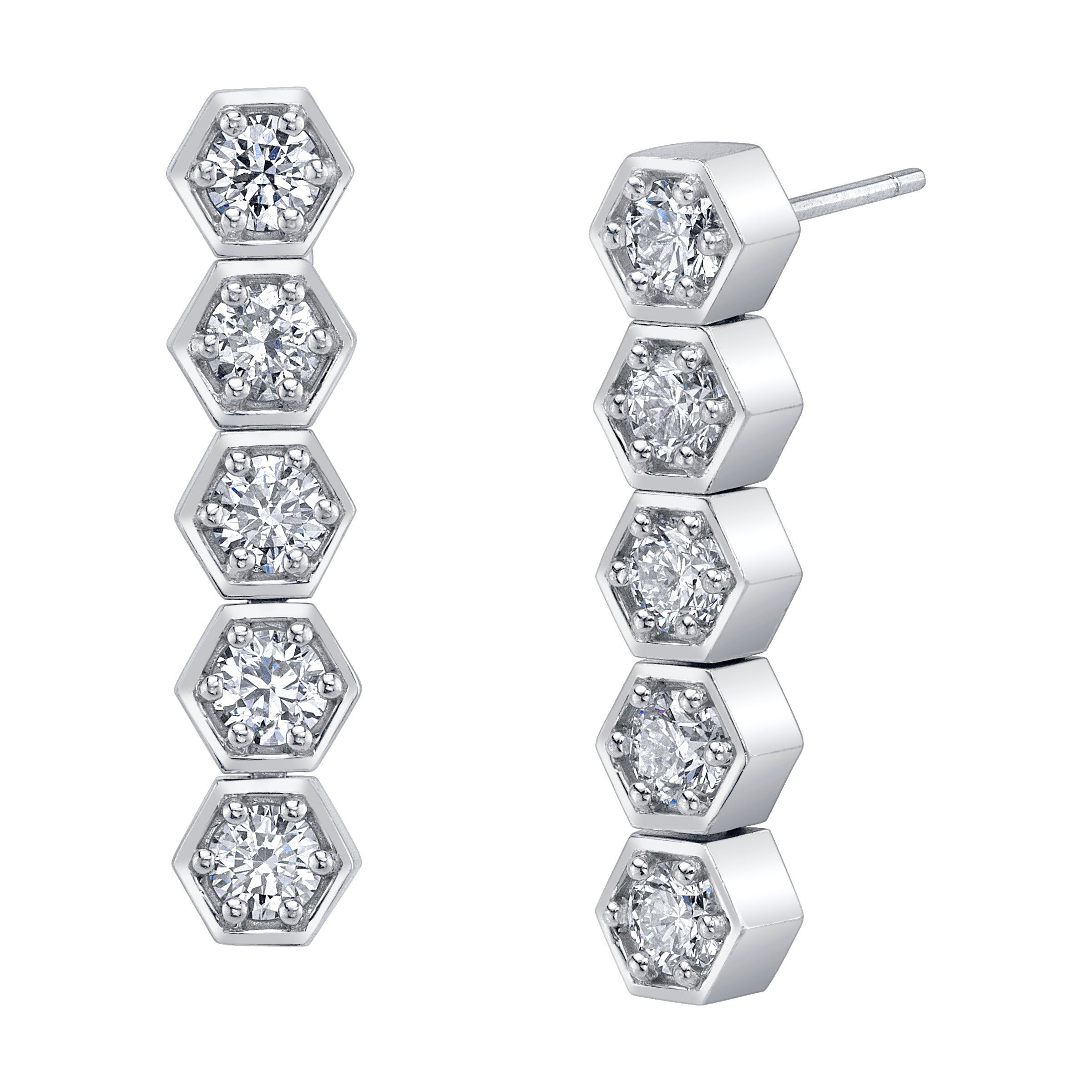 Diamond Hex Drop Earrings Drop Earrings Roseark Jewelry