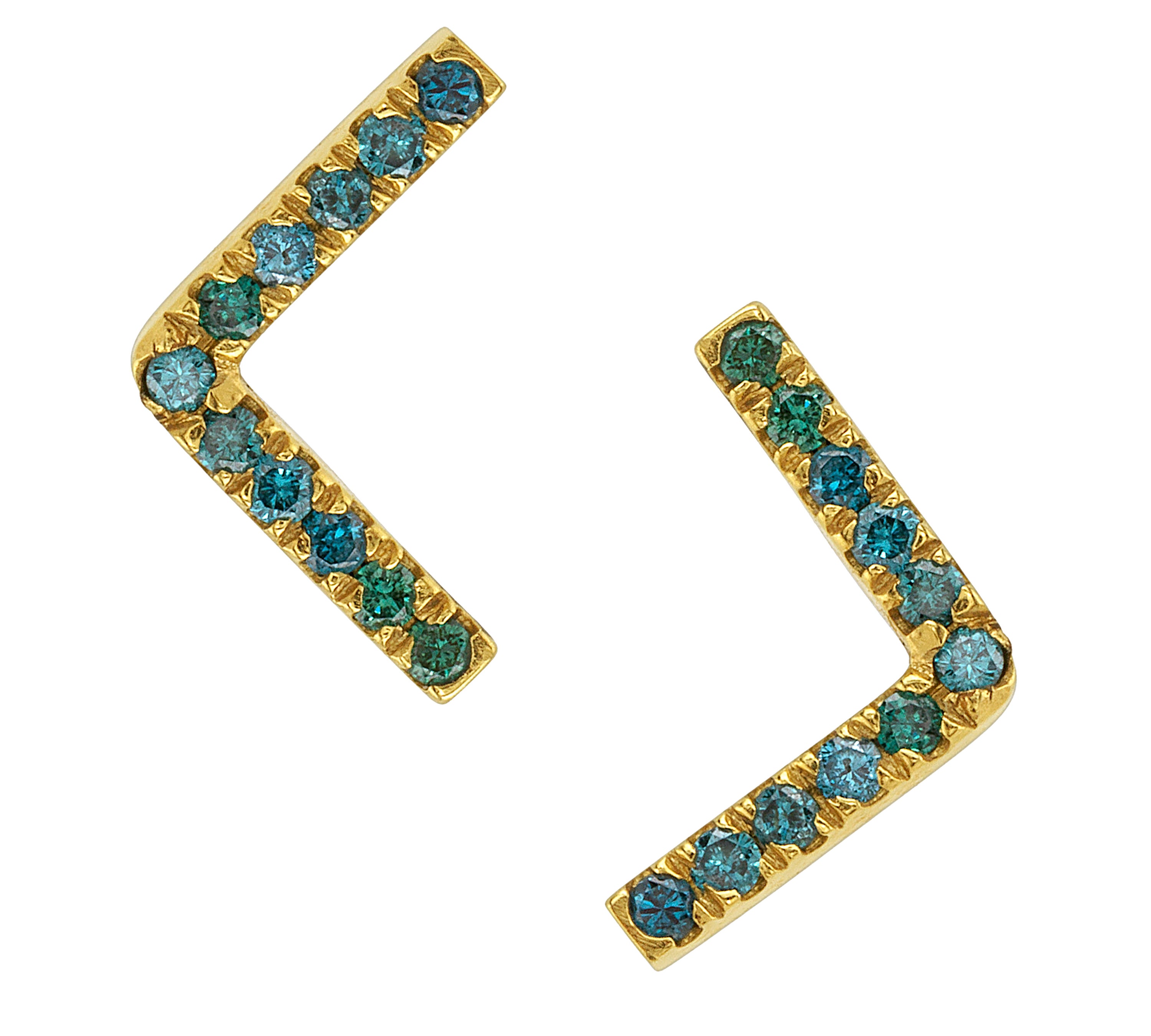 Emerald Angled Earrings, Size 1 Earrings Roseark Deux Pair