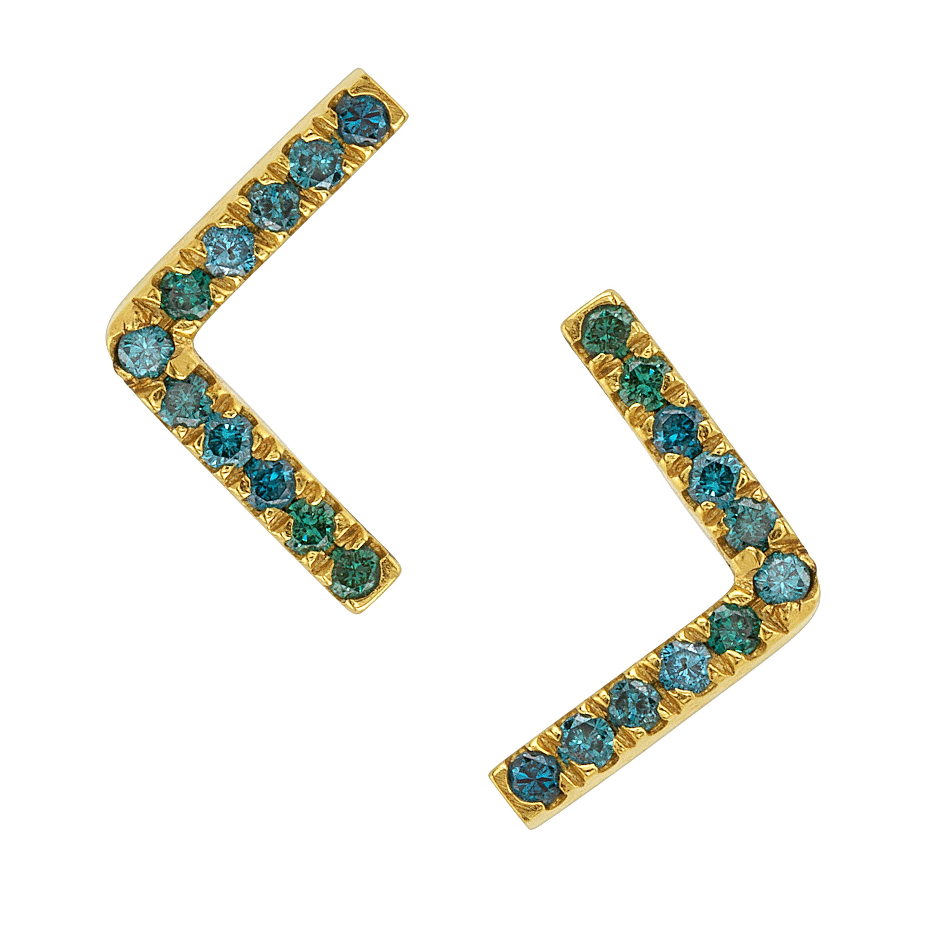 Emerald Angled Earrings, Size 1 Earrings Roseark Deux Pair