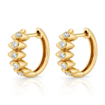 Bezel Diamond Line Spike Huggie Huggie Earrings Roseark Deux Pair