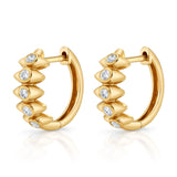 Bezel Diamond Line Spike Huggie Huggie Earrings Roseark Deux Pair