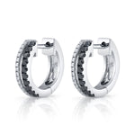 Black and White Diamond Hoop Huggie Earrings Roseark Deux White Gold Pair