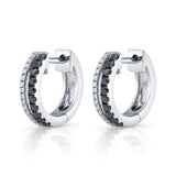 Black and White Diamond Hoop Huggie Earrings Roseark Deux White Gold Pair