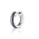 Black and White Diamond Hoop Huggie Earrings Roseark Deux White Gold Single