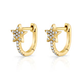 Pave Diamond Star Huggie Huggie Earrings Roseark Deux Pair