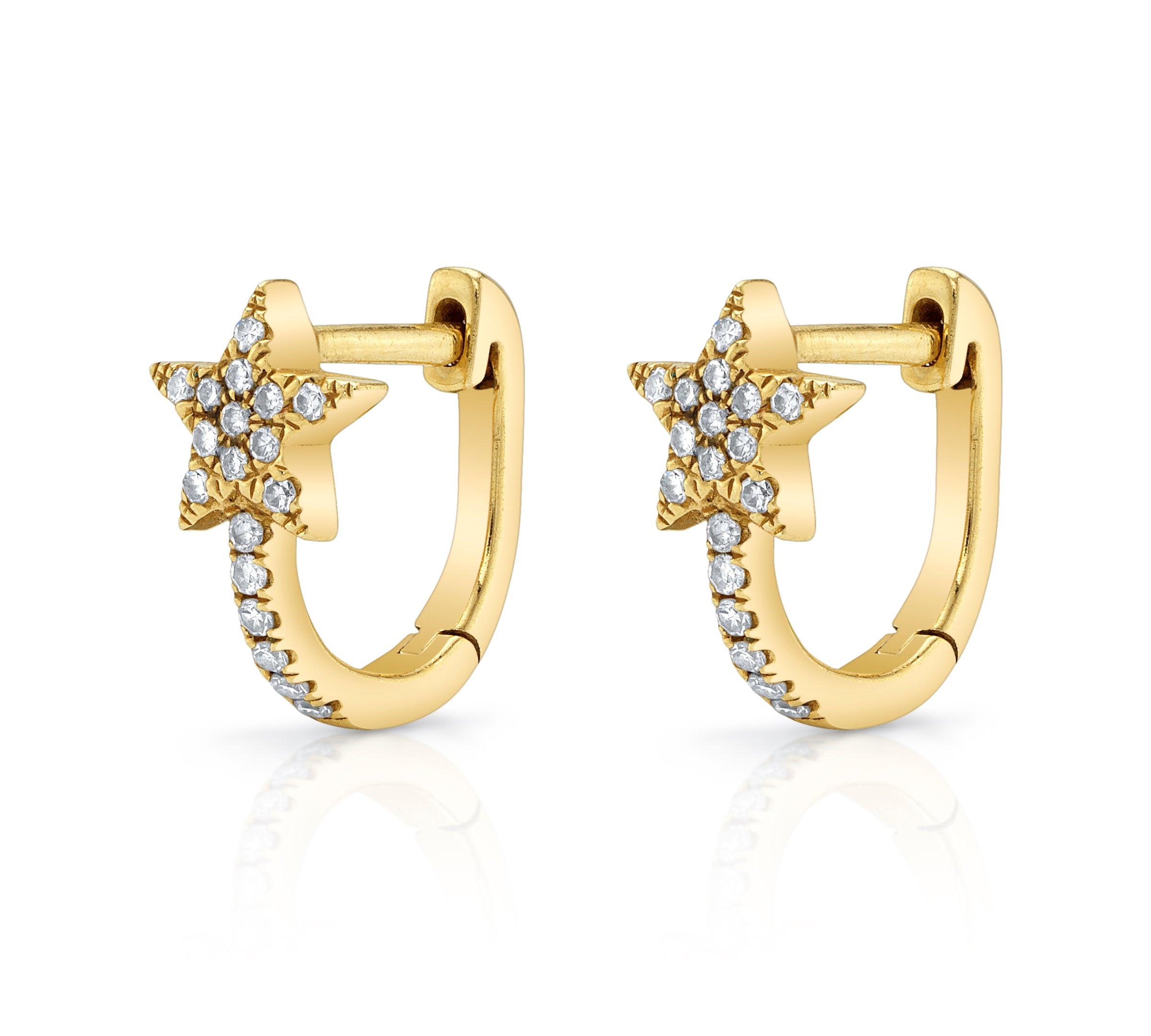 Pave Diamond Star Huggie Huggie Earrings Roseark Deux Pair