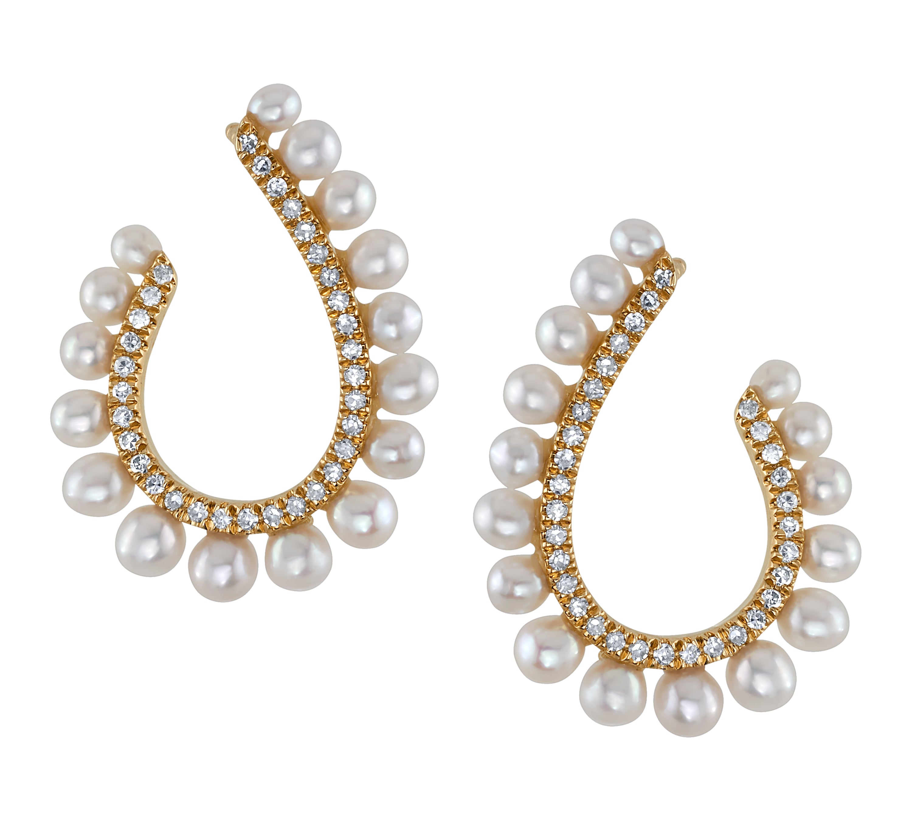 Pearl Hoop with Diamonds Hoop Earrings Roseark Deux Pair