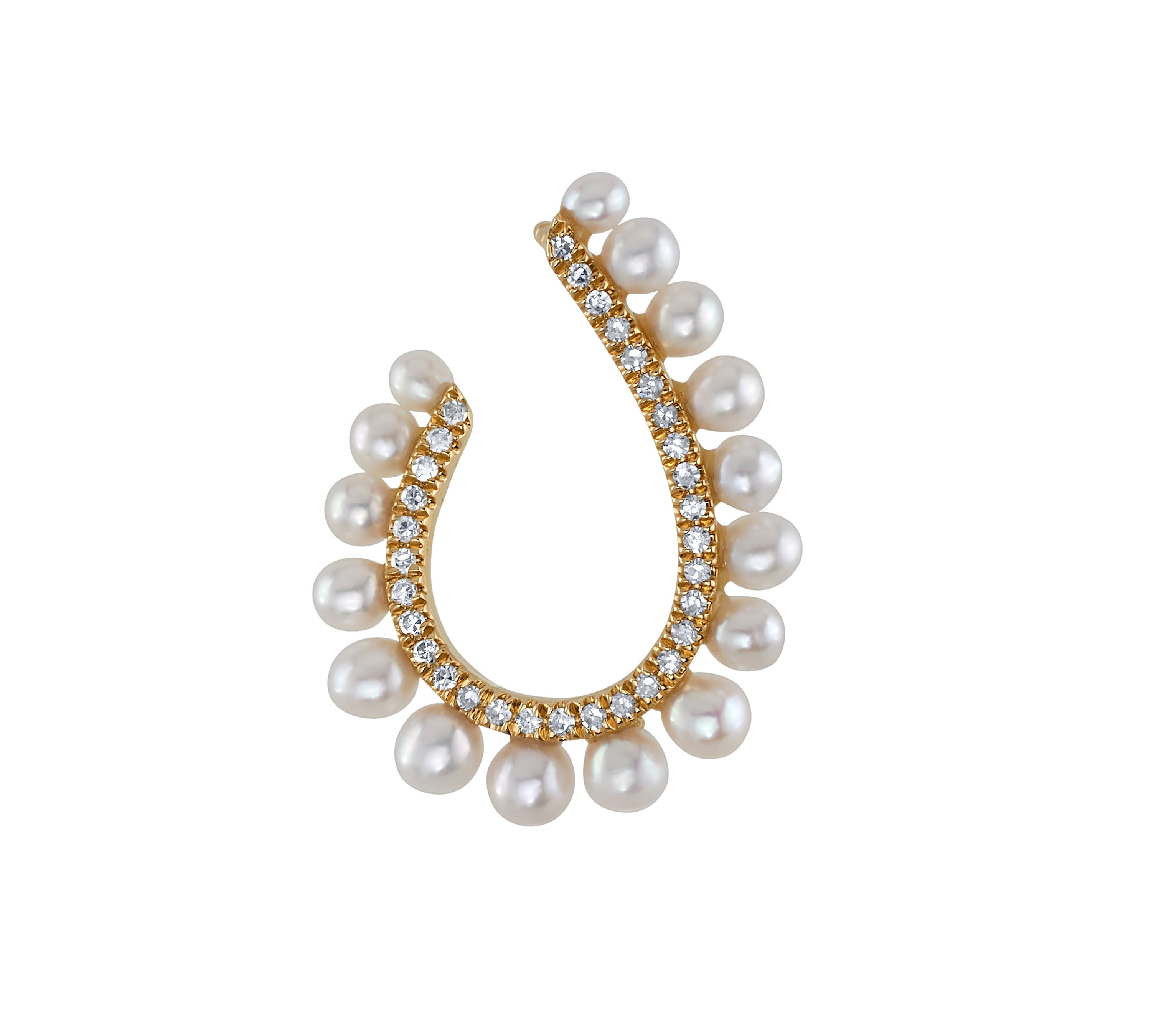 Pearl Hoop with Diamonds Hoop Earrings Roseark Deux Single Left