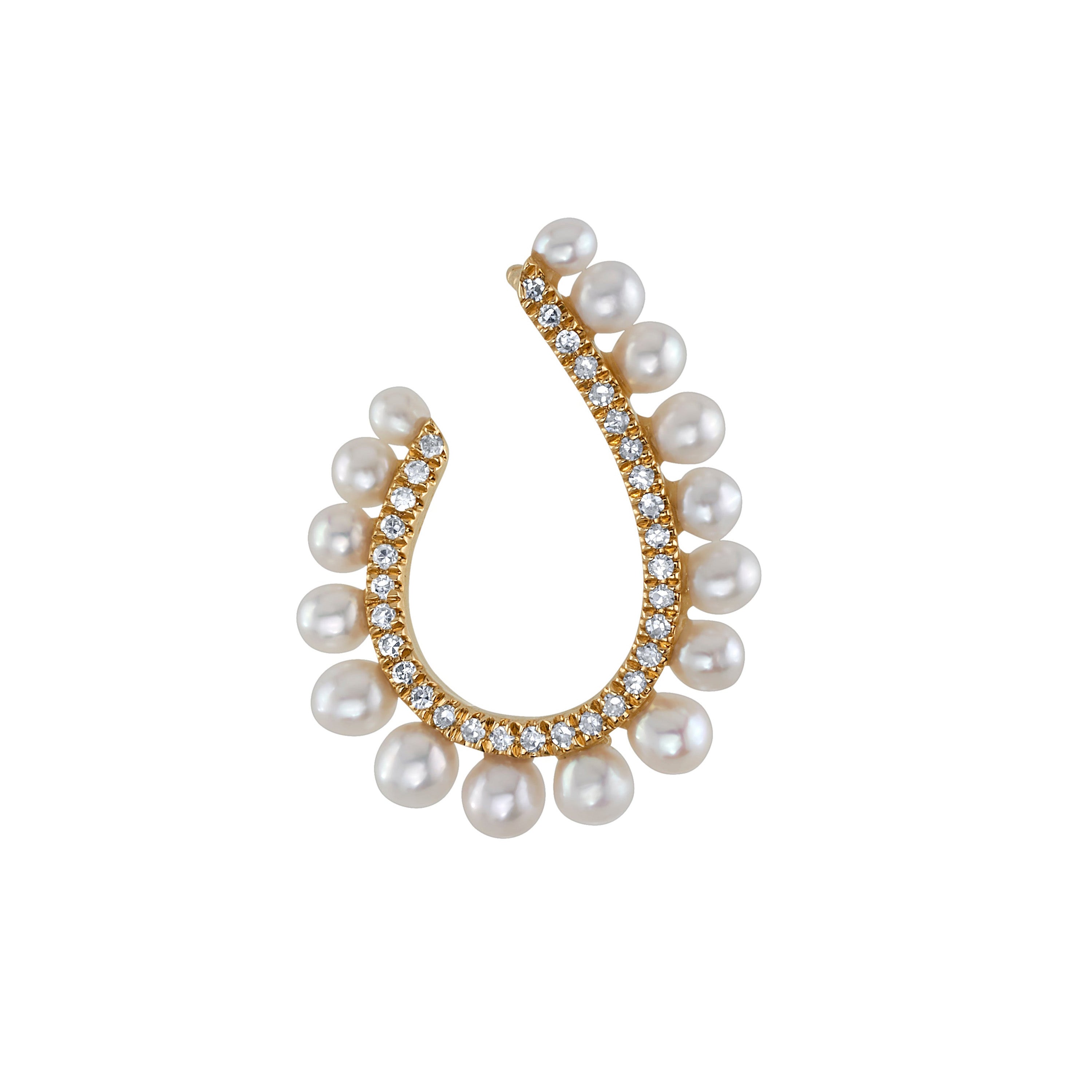 Pearl Hoop with Diamonds Hoop Earrings Roseark Deux Single Left