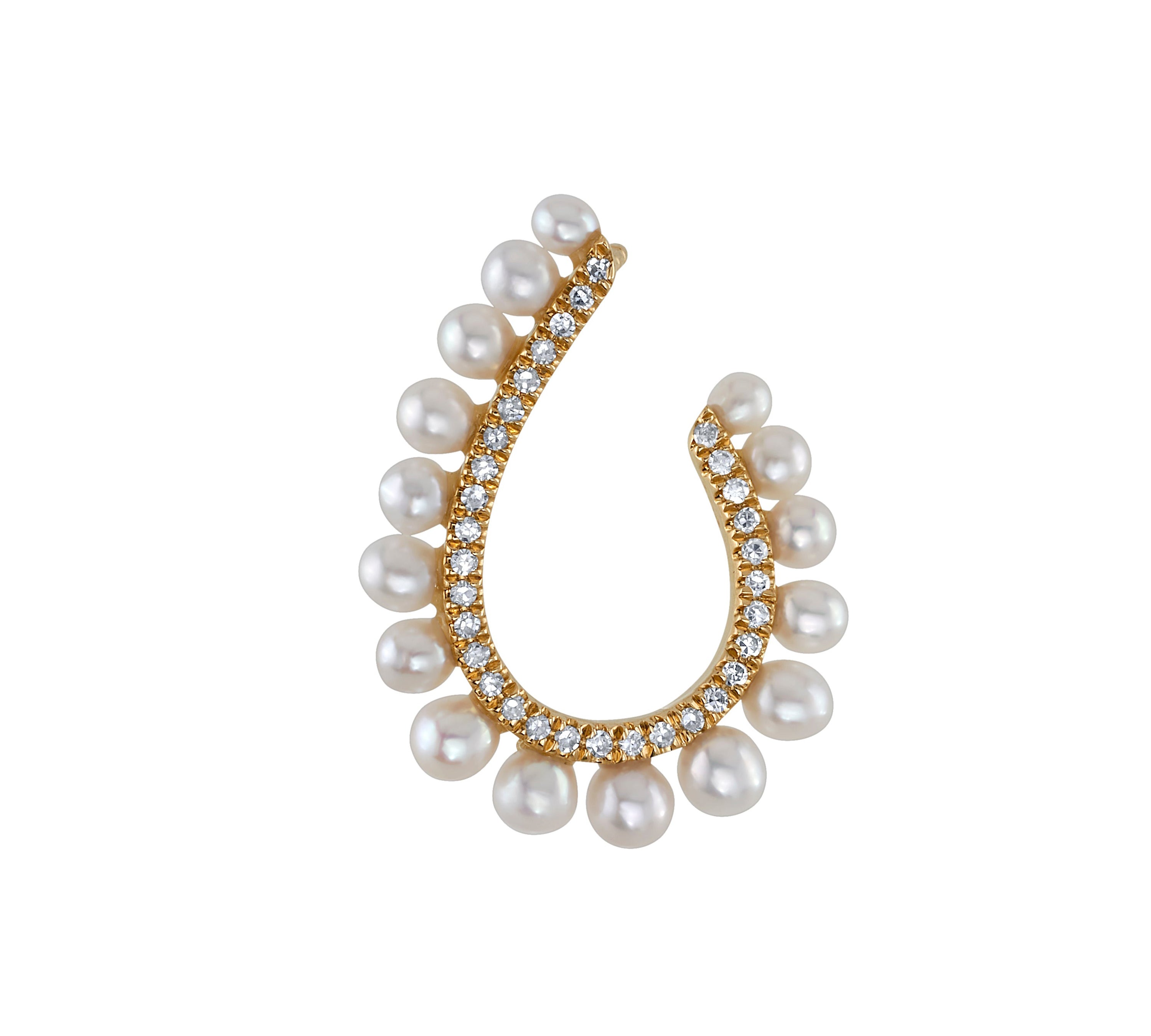 Pearl Hoop with Diamonds Hoop Earrings Roseark Deux Single Right