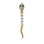 Pave Diamond Hanging Snake Stud Stud Earrings Roseark Deux Y.Gold and Emerald